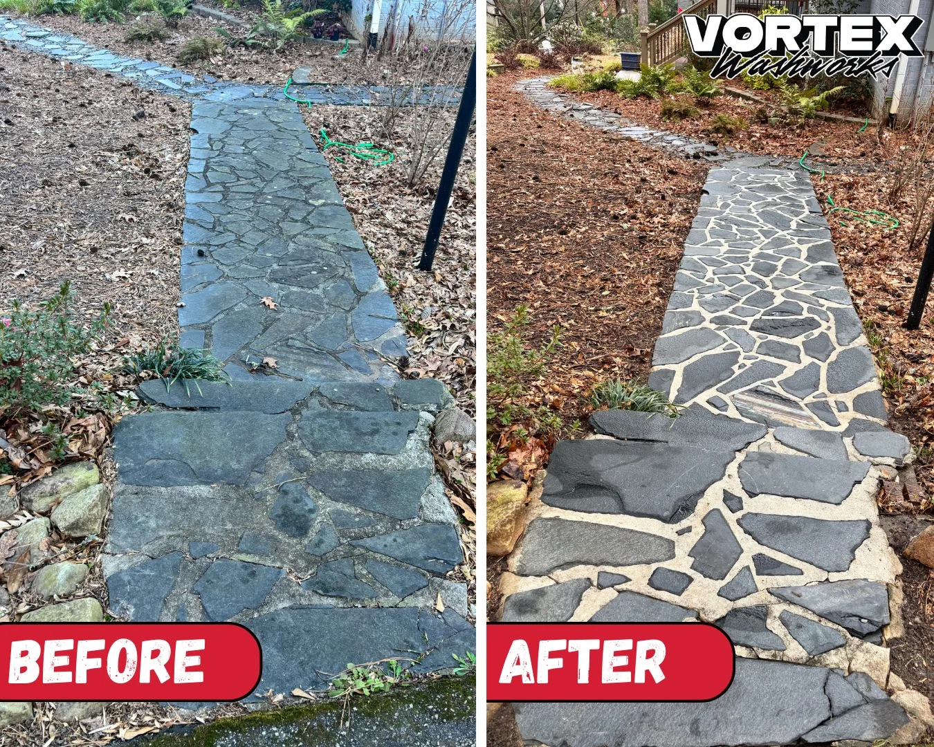 Slate walkway pressure washing result in Decatur, GA